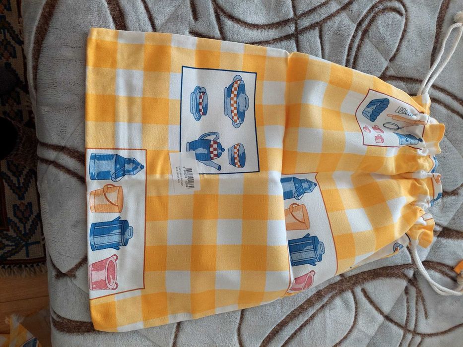 Têxteis de cozinha amarelo e azul