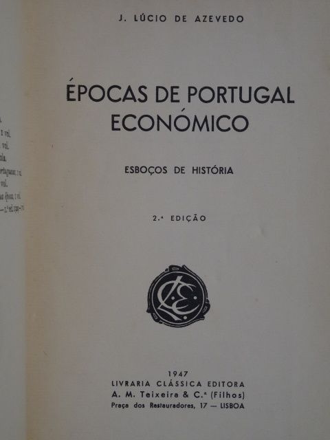 Épocas de Portugal Económico de J. Lúcio de Azevedo