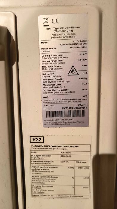 Klimatyzacja jednostka zewnętrzna AUX 3,5 kW