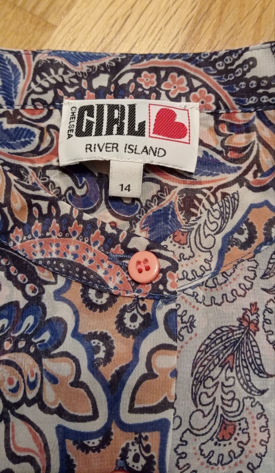 River Island lekka zwiewna kolorowa wzorzysta bluzka, r. 40
