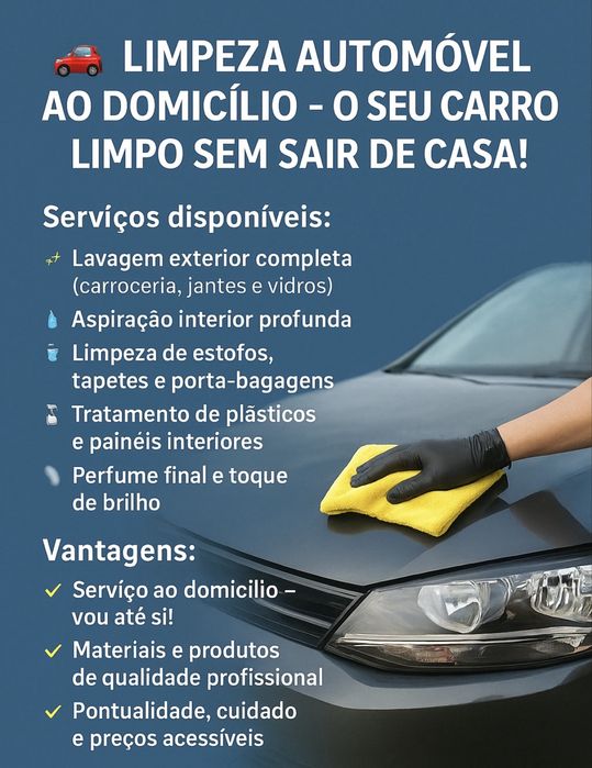 Limpeza Automóvel ao Domicílio – O Seu Carro Limpo Sem Sair de Casa!