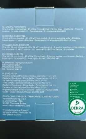 Lampki rowerowe - przednia oko "gogle", prostokątna tylna