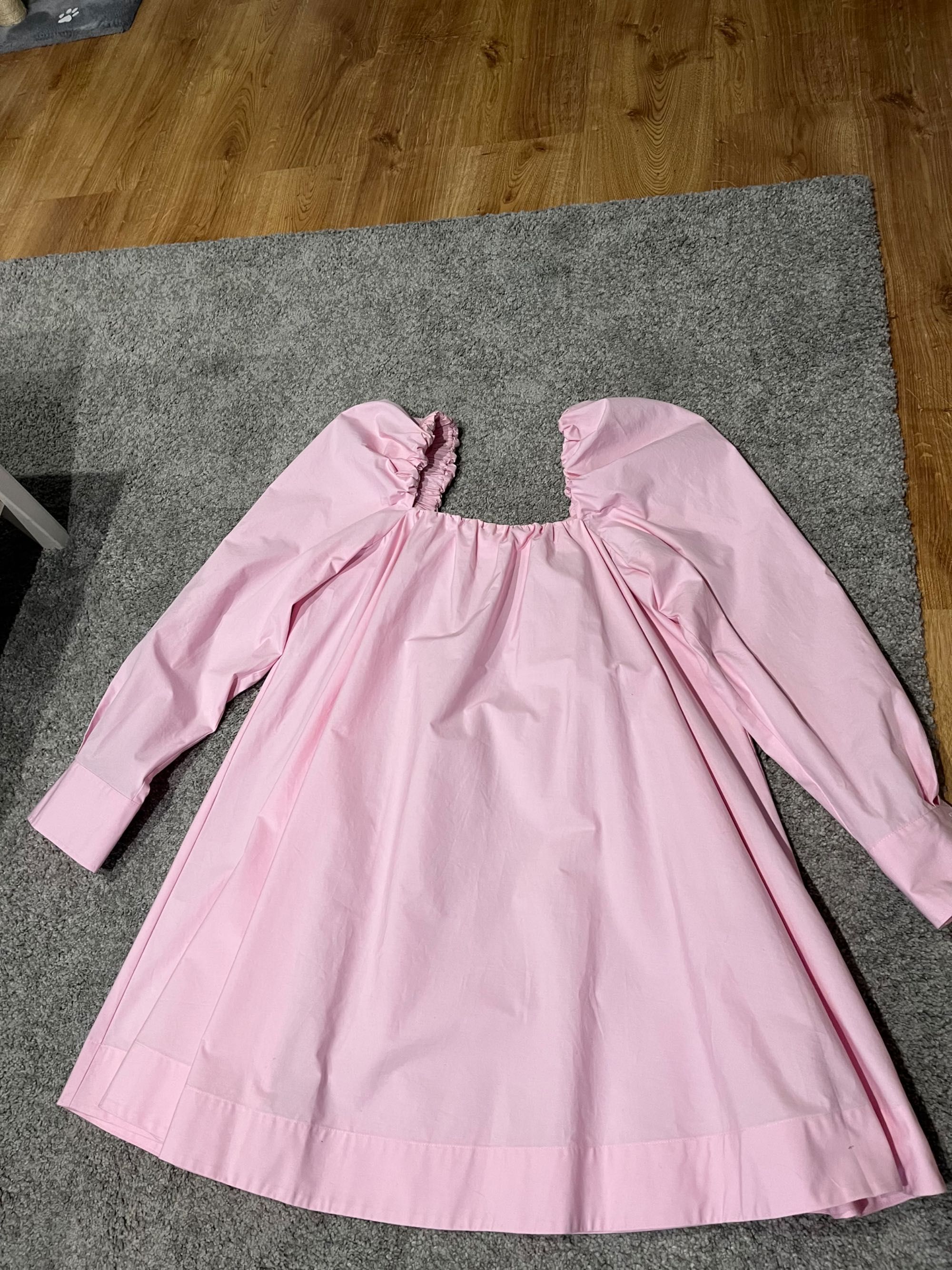 Sukienka koszulowa H&M, r.M, szeroki krój, bufki