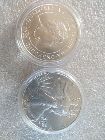 Srebrne monety, dollar amerykański orzeł, st. Helena Trade dollar