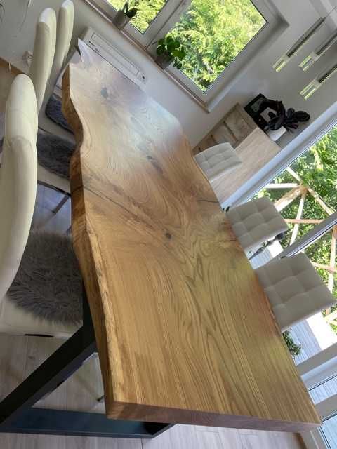 stół dębowy z blatem monolitycznym