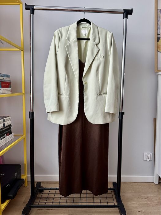 Wiskozowa marynarka pistacjowa oversize h&m L pudełkowa