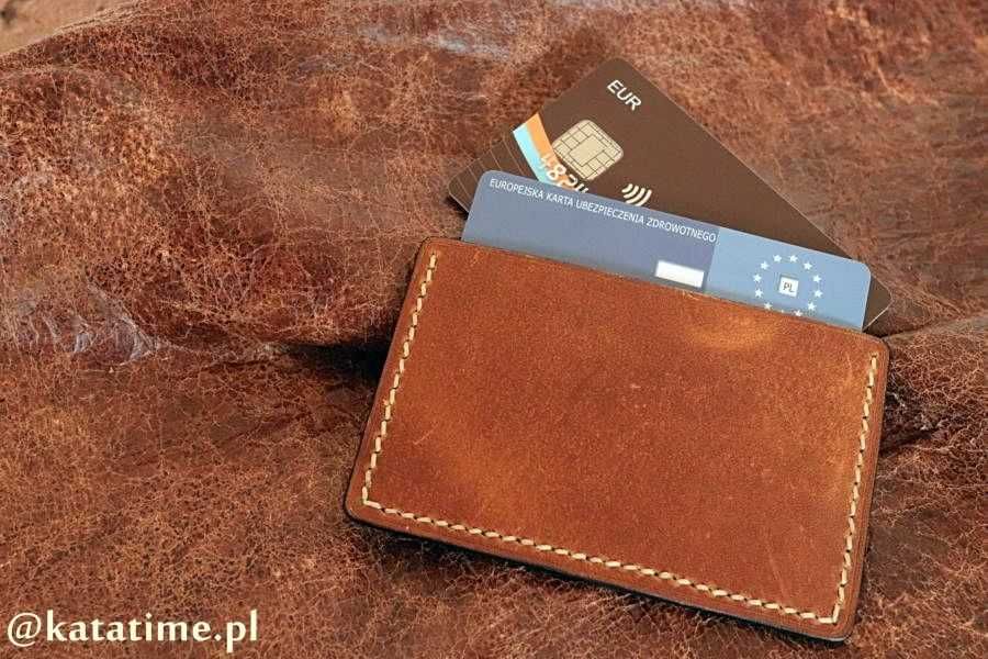 KARTOWNIK WIZYTOWNIK CARDHOLDER card holder na 2 karty naturalna skóra