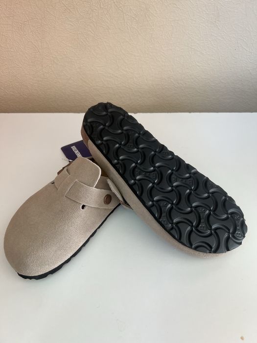 Birkenstock Boston сірі, розмір 36 (замшеві шльопанці)