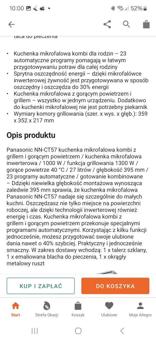 kuchenka mikrofalowa panasonic nn CT57JM