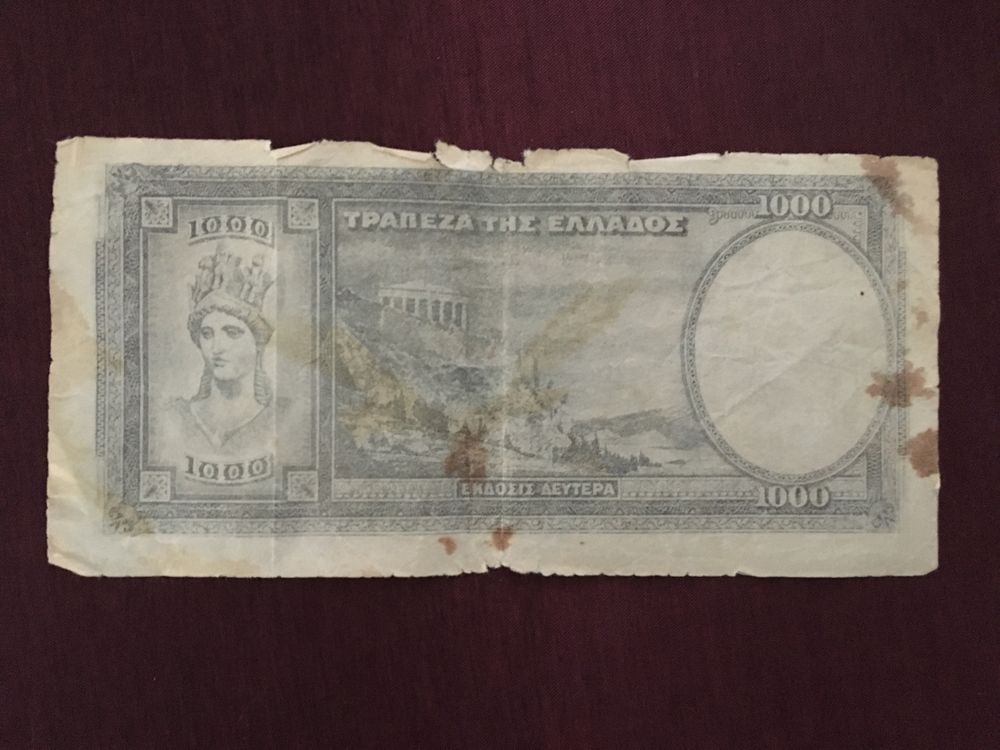Banknot Grécia - 1000 Apaxmai 1939 Drachmai