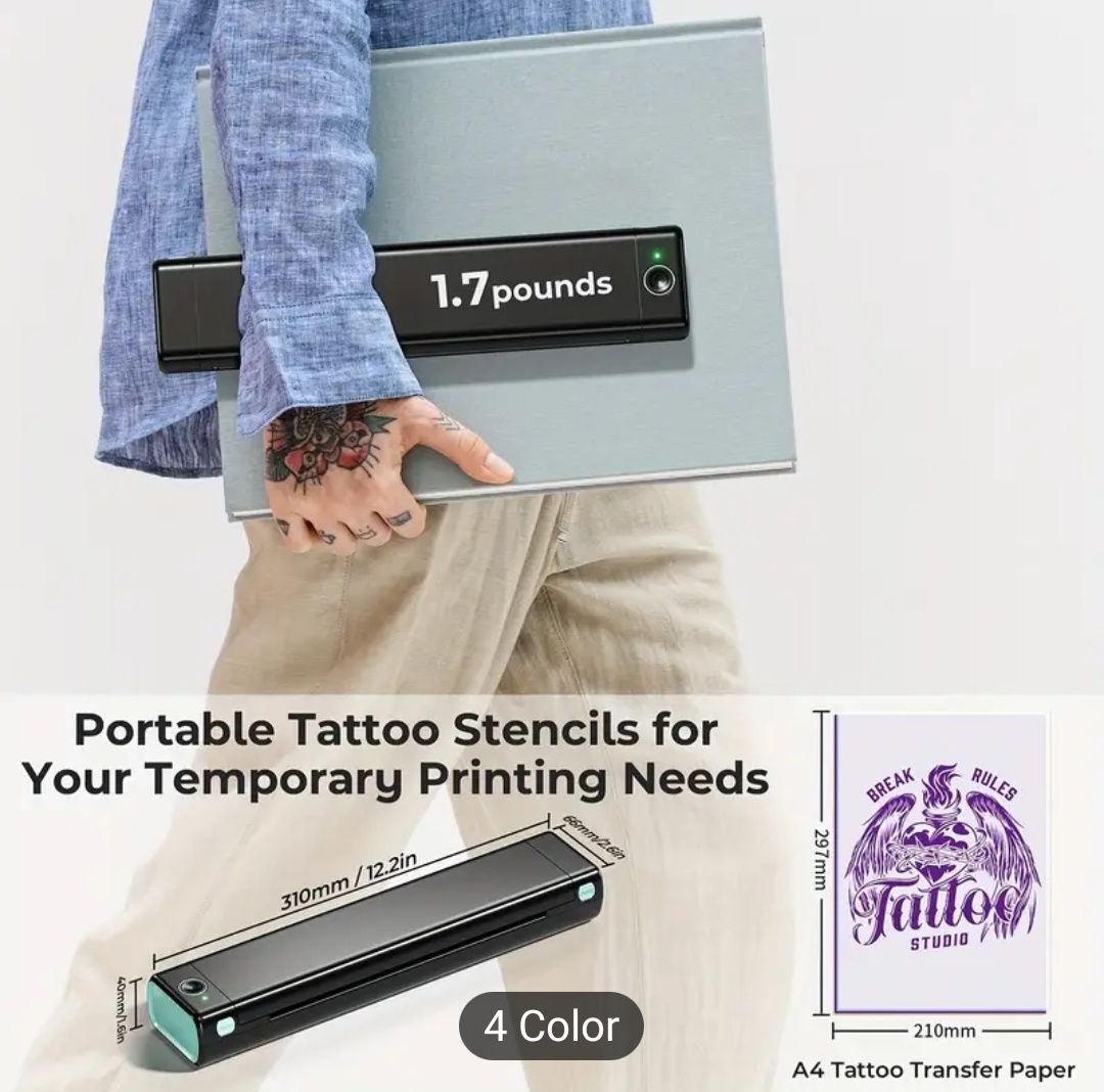Тату принтер Phomemo M08F трансферний Bluetooth/USB, iOS/Andr/Win/Mac