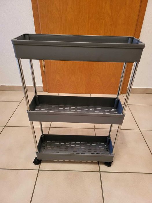 Wózek na kółkach 3 półki do kuchni łazienki szary NOWY