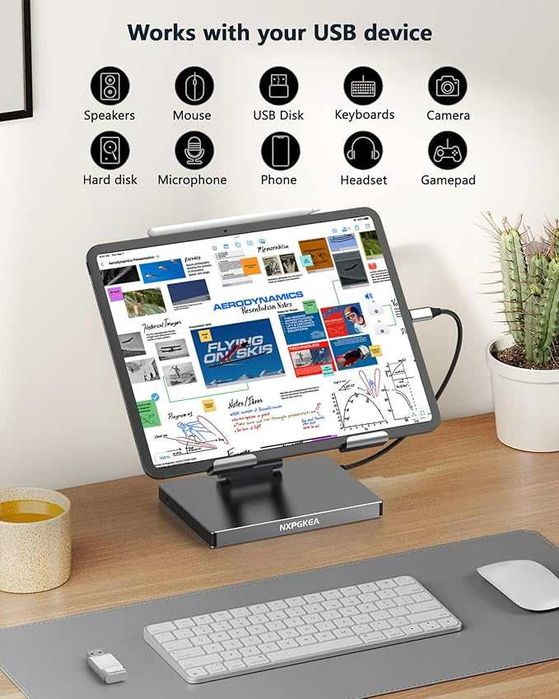 Hub do iPada Pro M4 M2 13 12,9 cala ST901 USB-C 9 w1  podstawka IPAD