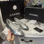 Серебряные серебристые балетки chanel туфли балетки