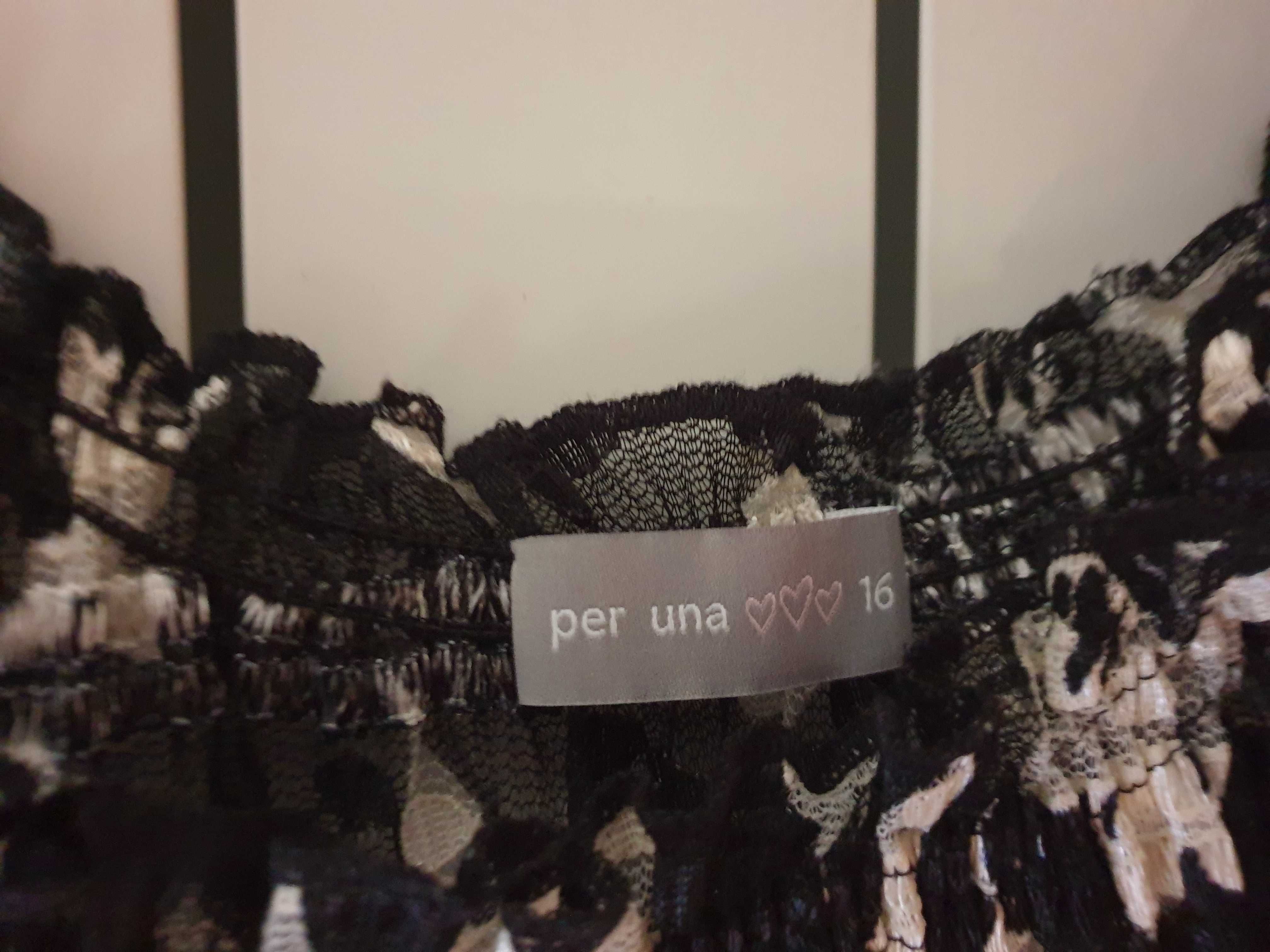 Czarna bluzka w białe kwiaty Per Una r. L
