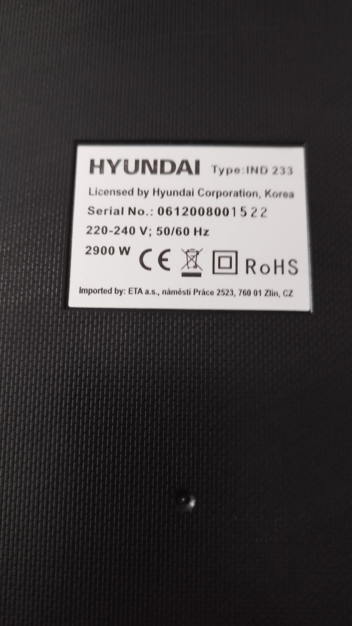 Uszkodzona Płyta Indukcyjna Hyundai IND 233 - na części / do naprawy