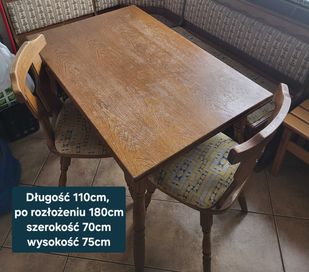 Stół lite drewno + 2 krzesła