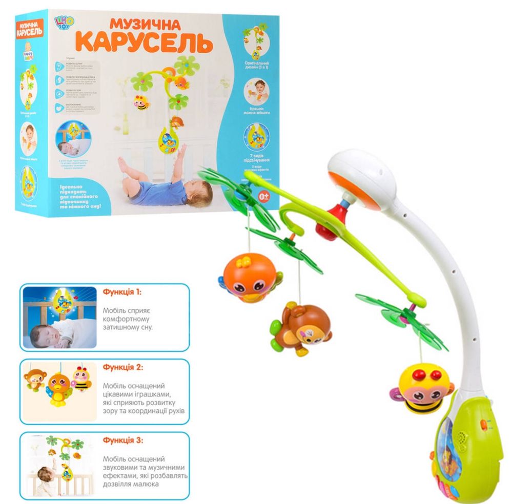 Музичний мобіль карусель на кроватку , мобиль