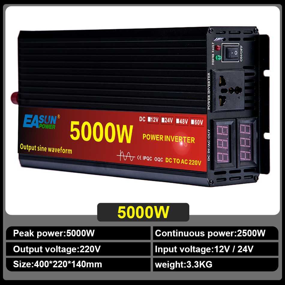 Inversor 12v 24v 220v 5000w pico 2500w