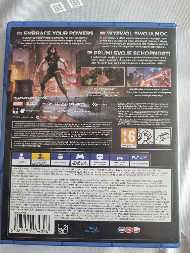 Płyta do ps4 Marvel avengers