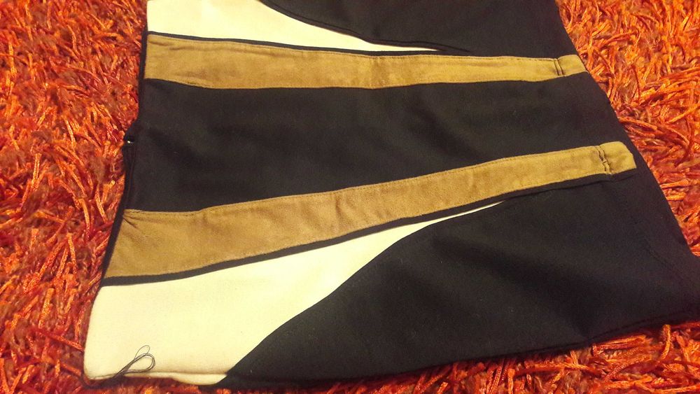 Spódniczka dzianina mini czarna + beż +krem XS - S ozdobny suwak