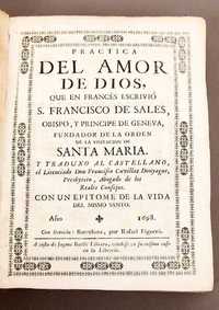 Livro do Séc. XVII, 1.ª Edição, 1698 - Francisco de Sales