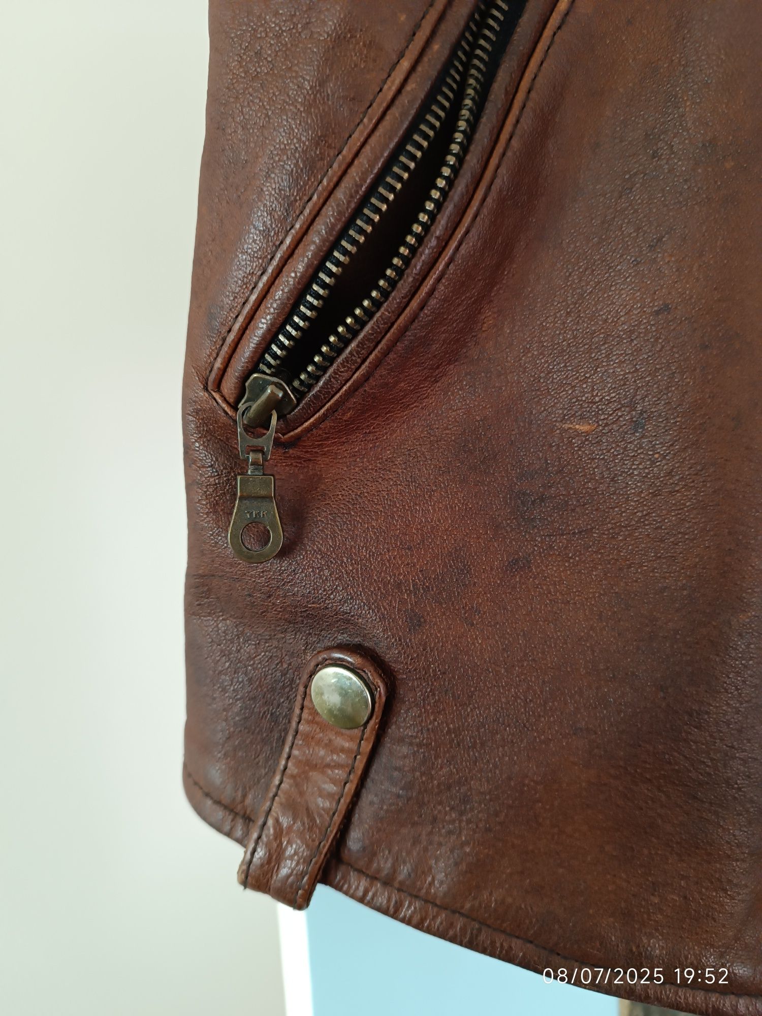 Colete biker  castanha vintage - XL