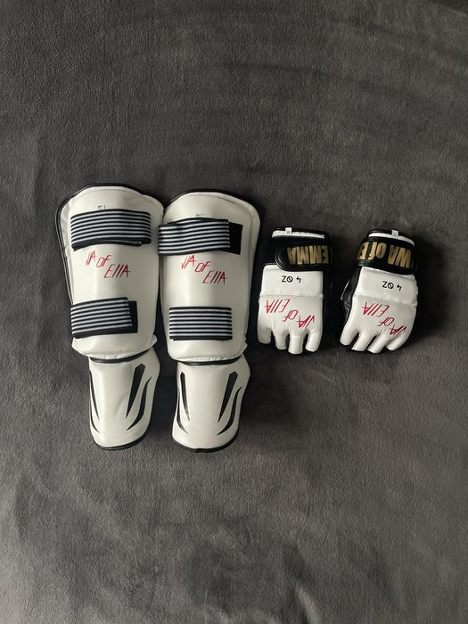 Щитки на ноги та накладки на руки для занять карате. Розмір М, дитячі