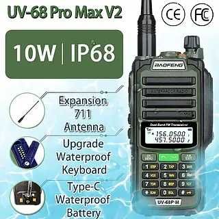 Рация Baofeng UV-68 Pro Max V2 до 10 Вт зарядка Type-C
