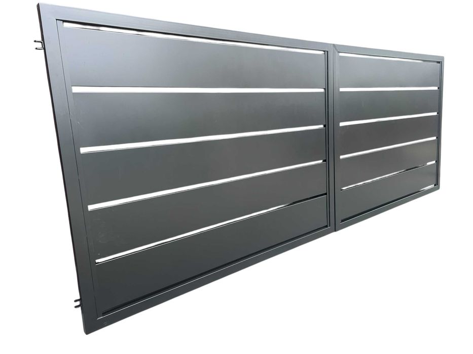 Brama wjazdowa dwuskrzydłowa 4x1,5m ocynk+RAL PROFIL 250 sztachety