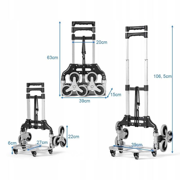Wózek TRANSPORTOWY taczkowy schodowy wózek MŁYNARKA SKŁADANY 80KG