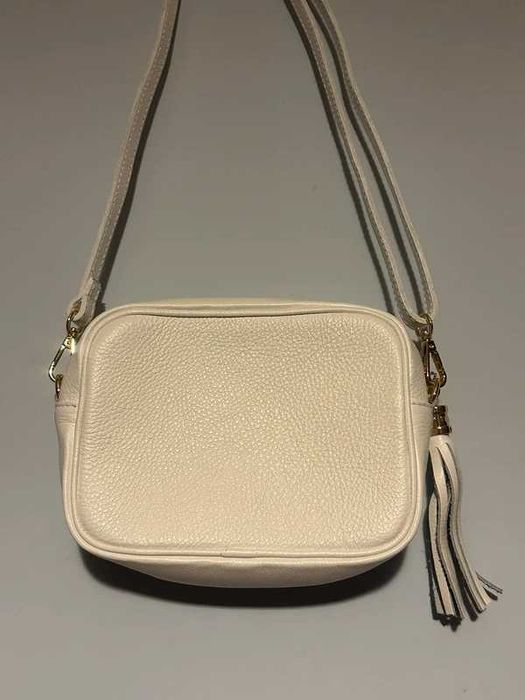 Mala tiracolo pele branca - Made in Italy