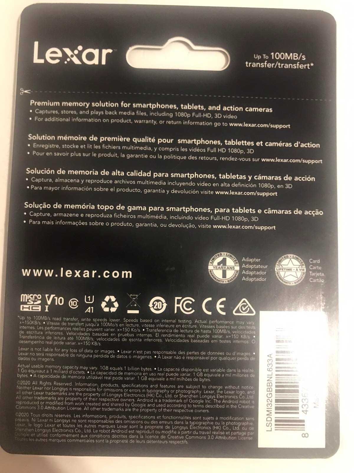 Lexar High-Performance microSDXC 633x 32GB UHS-I