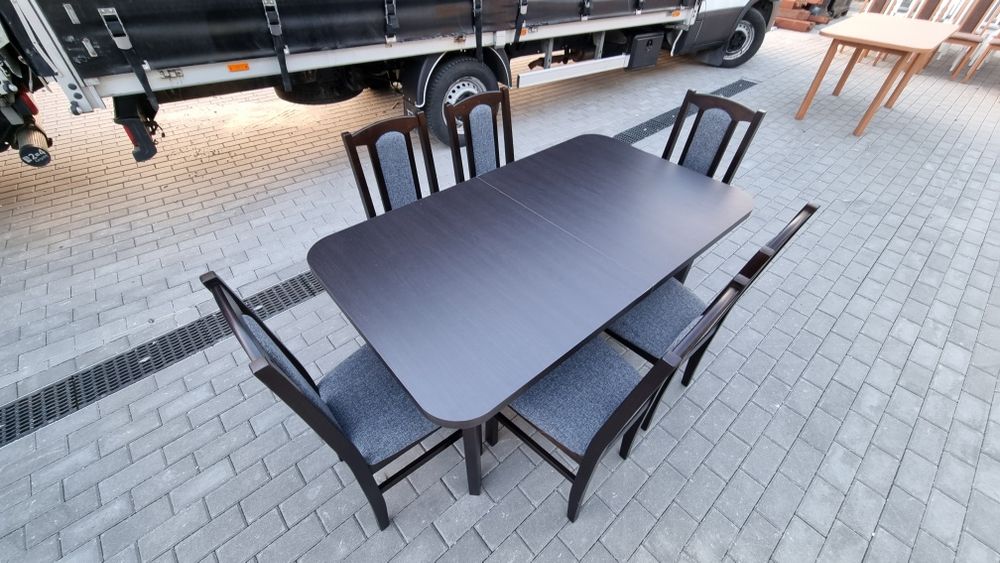 Najlepsza cena: Stół + 6 krzeseł, wenge + grafit, dostawa cała POLSKA