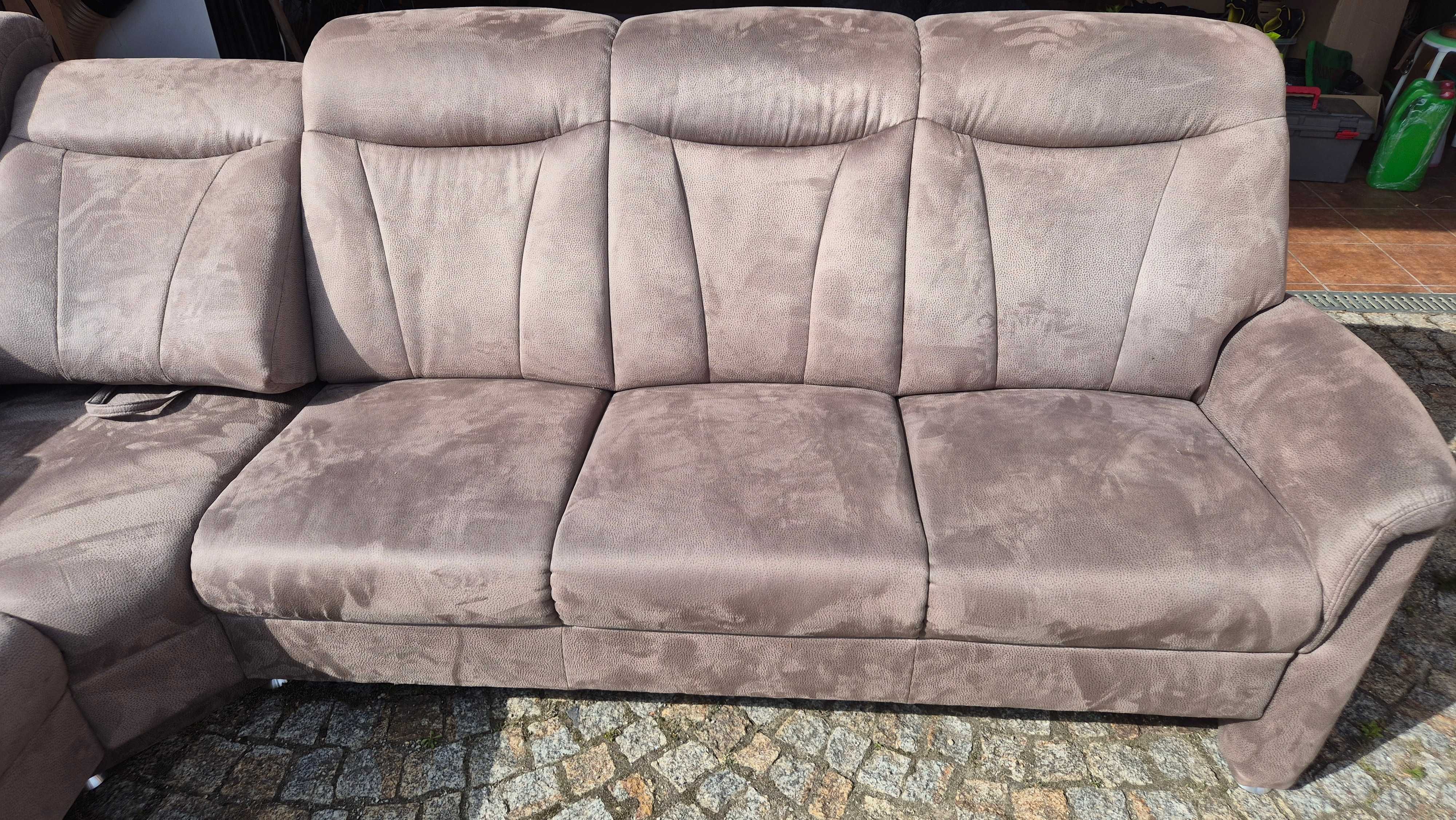 Duży wygodny narożnik L 280x230 brązowy jak NOWY - mikrowelur