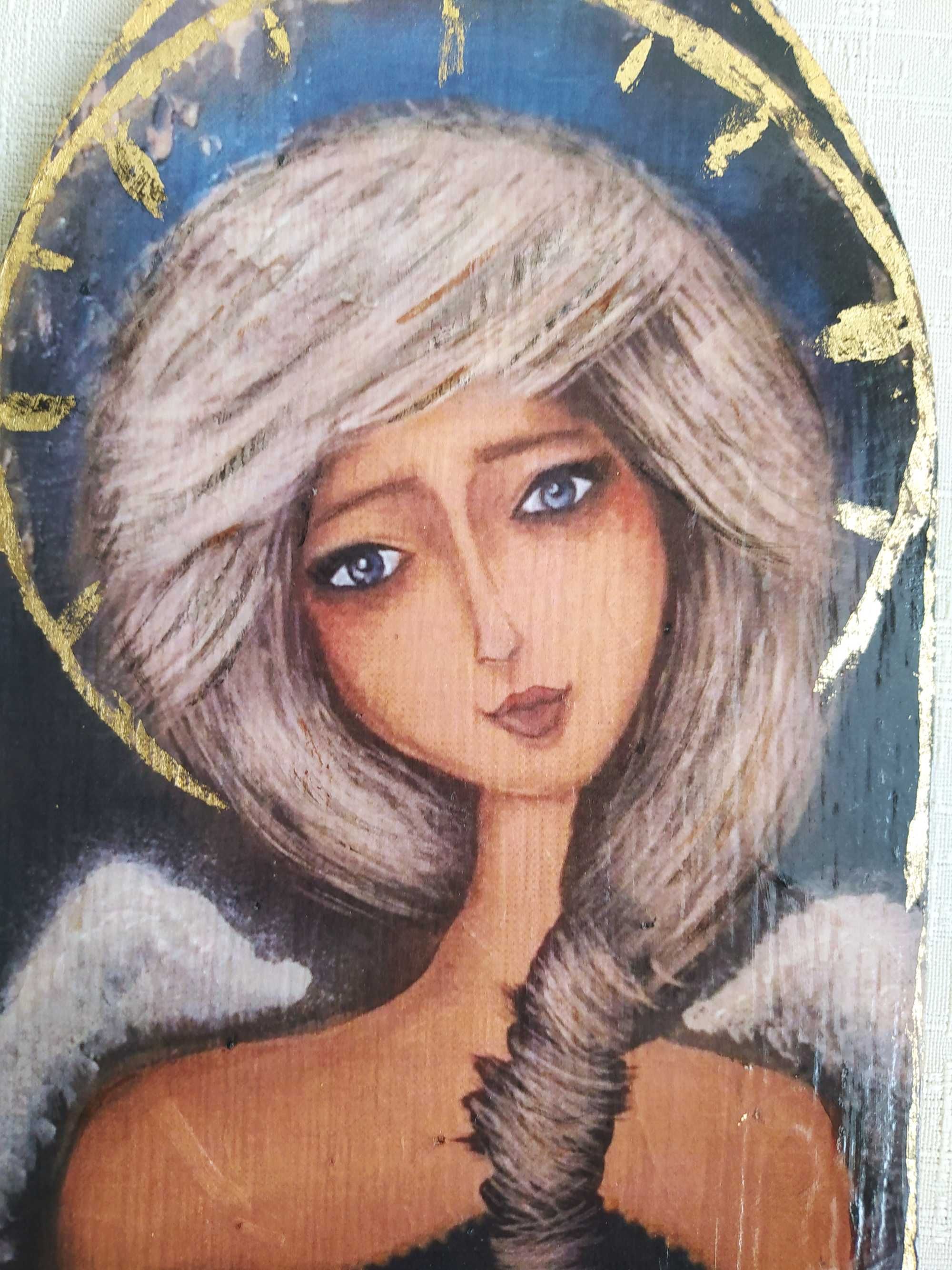 Obrazek na desce - Anioł z warkoczem