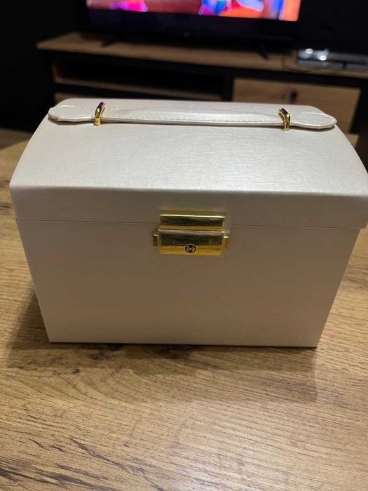 Szkatułka na Biżuterię Kuferek z Lusterkiem i Szufladami Organizer