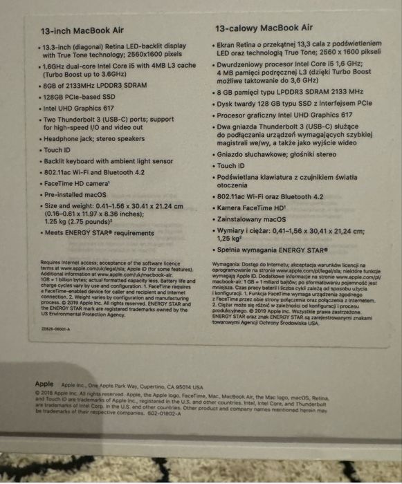 MacBook Air 8/128 Gb i5 13 cali,jak nowy.Polecam