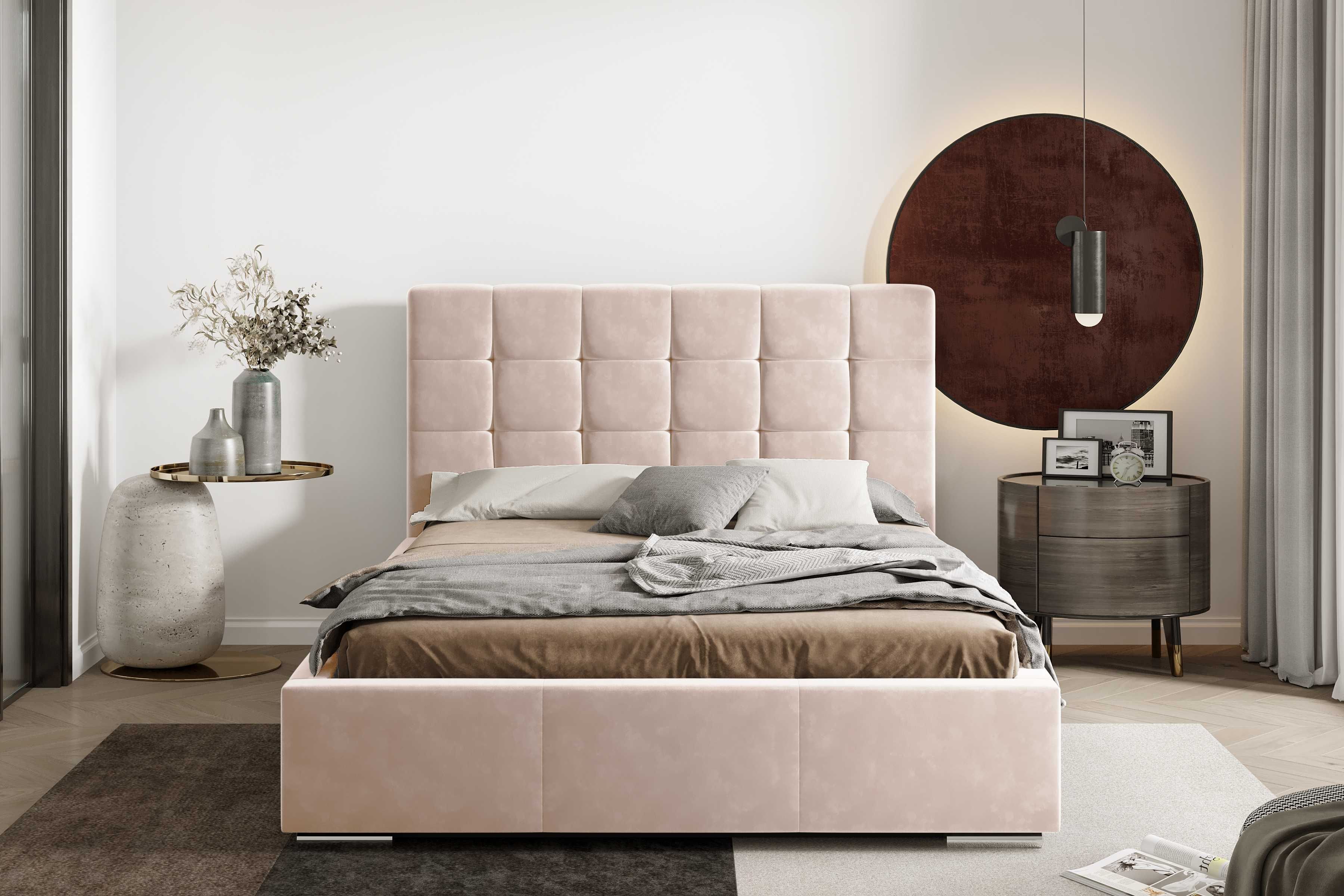 Łóżko sypialniane tapicerowane PALERMO ze stelażem prosto od producent