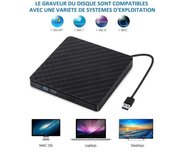 Przenośny zewnętrzny odtwarzacz DVD CD USB 3.0