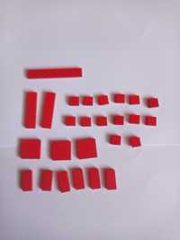 Klocki Lego płytka, 1x4 (2431), 1x2 (3069), 2x2, 1x6, 1x1, czerwony