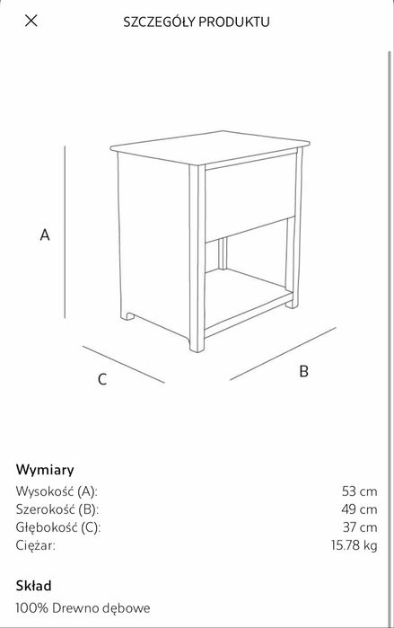Szafka nocna dębowa Zara Home 2 sztuki