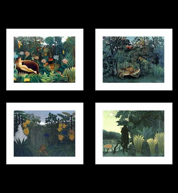 Komplet 4 Plakatów - Henri Rousseau, Dżungla