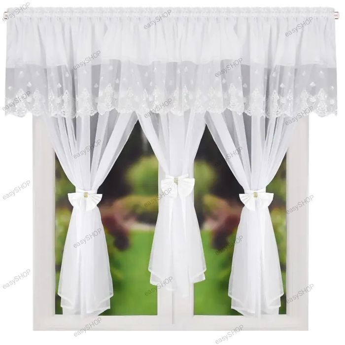 Gotowa firana z wiązaniami i kokardami