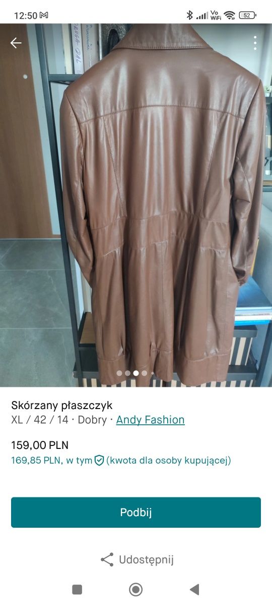 Skórzany płaszczyk