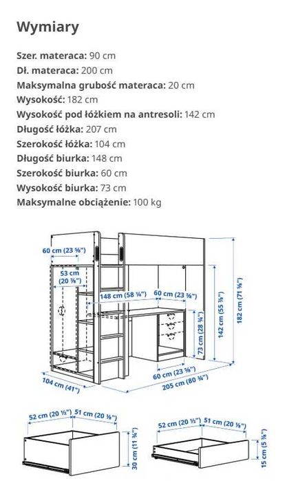 Meble do pokoju dziecięcego  łóżko pięt. z biurkiem i rozkładaną sofą