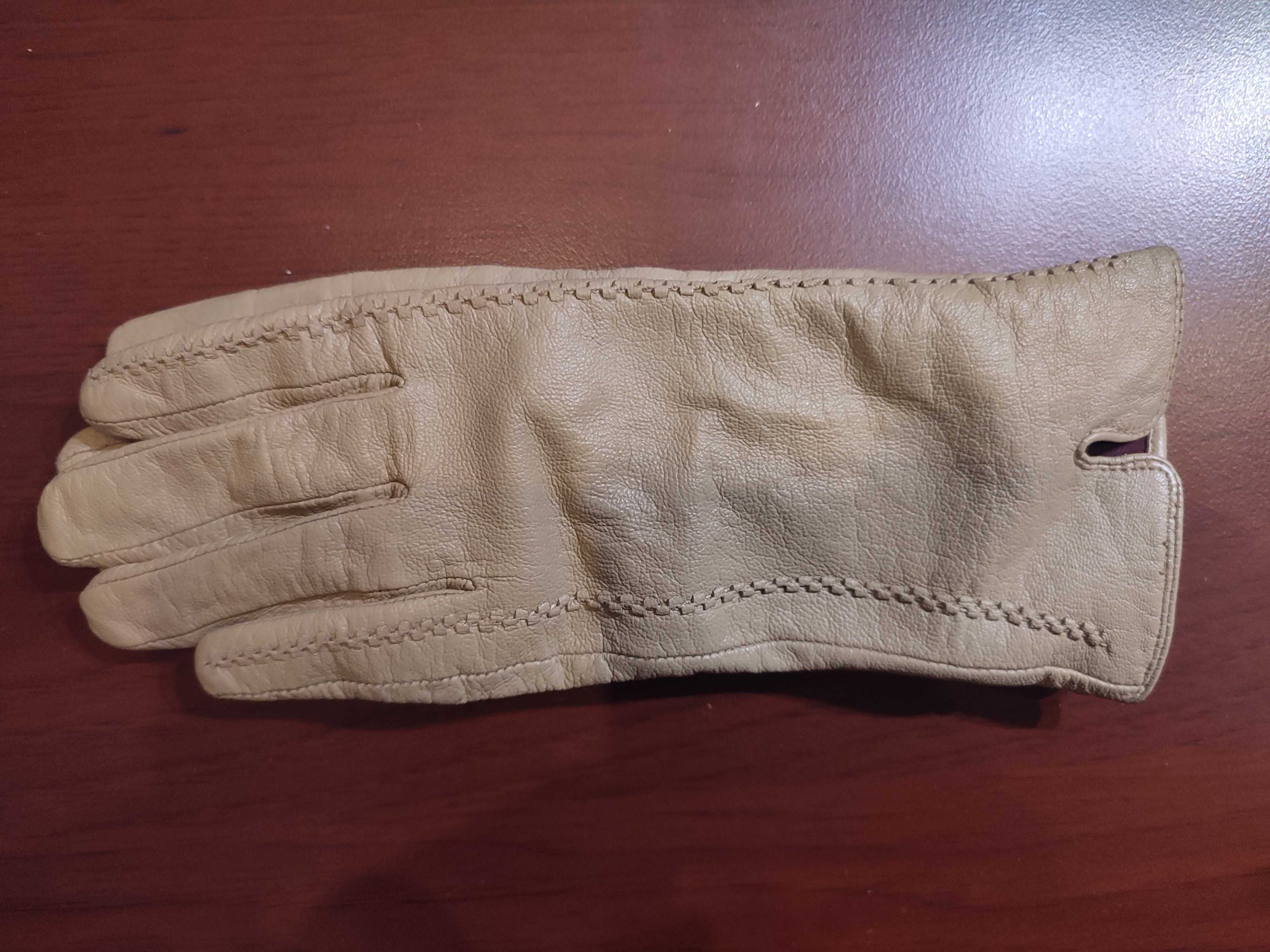 Элегантные женские кожаные перчатки. Размер: 7,5.