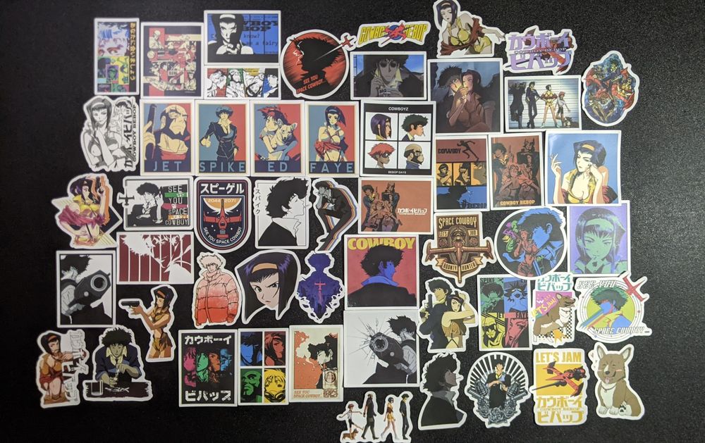 Аніме стікери, наклейки клинок розсікаючий демонів, гуль, ковбой бібоп