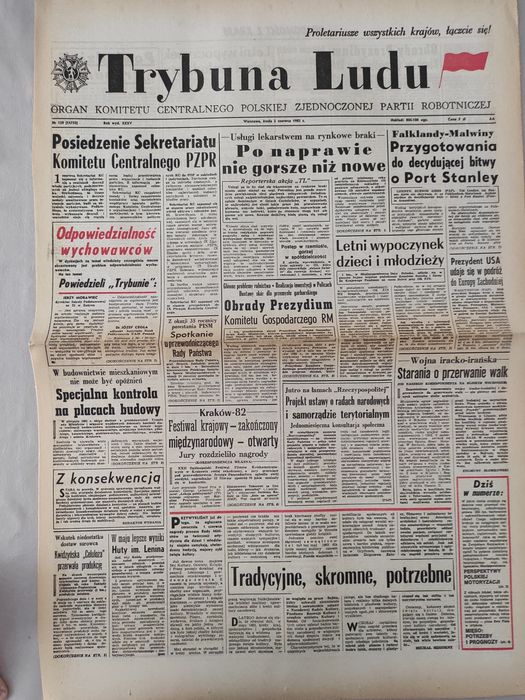 Trybuna ludu 2 czerwca 1982 rok