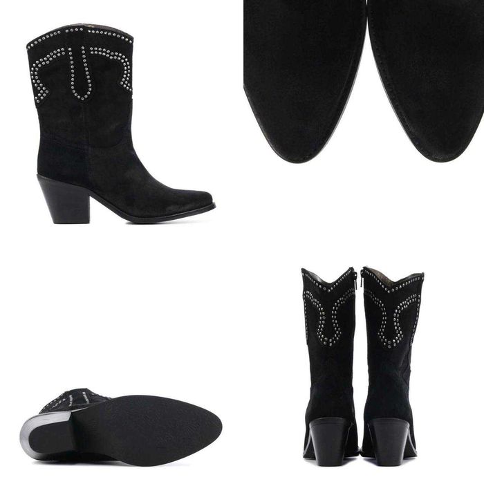 Замшеві чорні жіночі казаки черевики сапоги